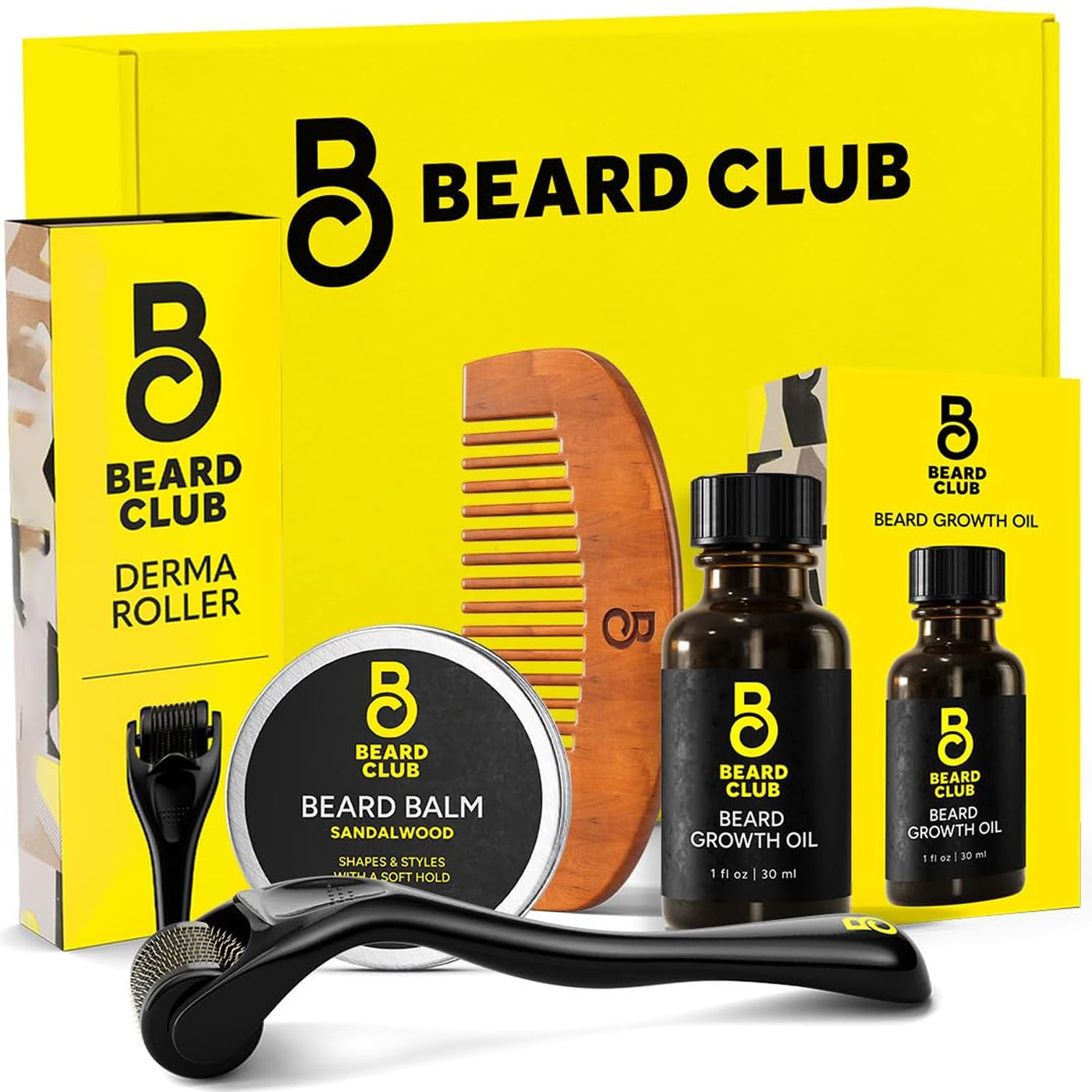 Kit de Crecimiento de Barba The Beard Club - Rodillo Derma, Aceite...