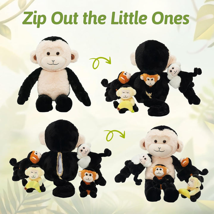 OUOZZZ Mono de peluche de 5 piezas, 19.3 pulgadas, pulsera abrazabl...