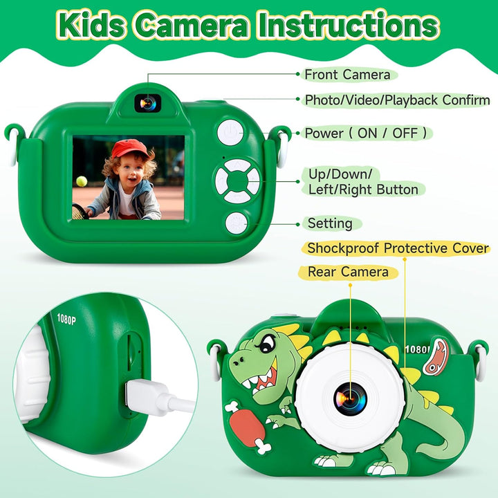 MAVOKIS Cámara digital para niños de 3 a 8 años, cámara 1080P para...