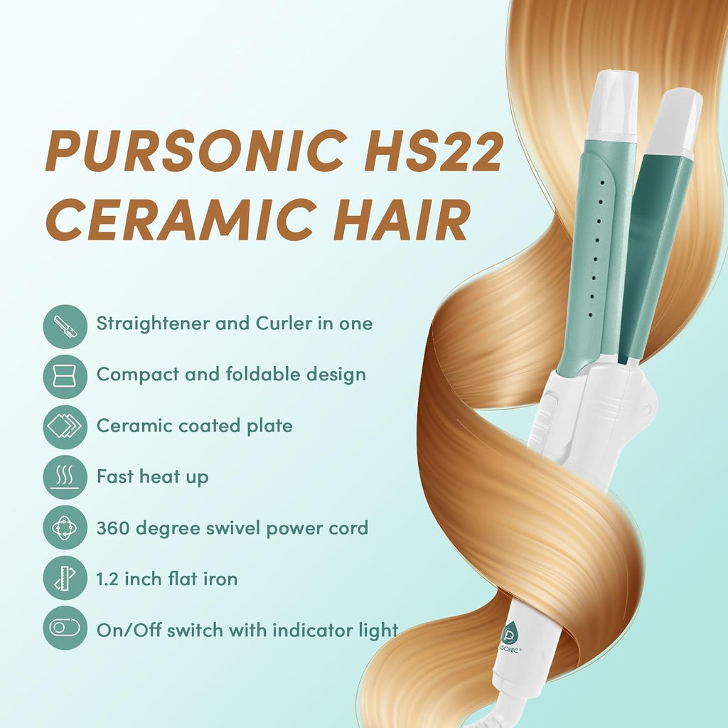 PURSONIC Alisador y rizador de pelo de cerámica, plancha de pelo