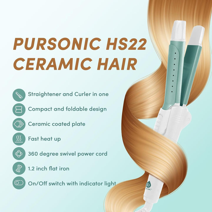 PURSONIC Alisador y rizador de pelo de cerámica, plancha de pelo de...