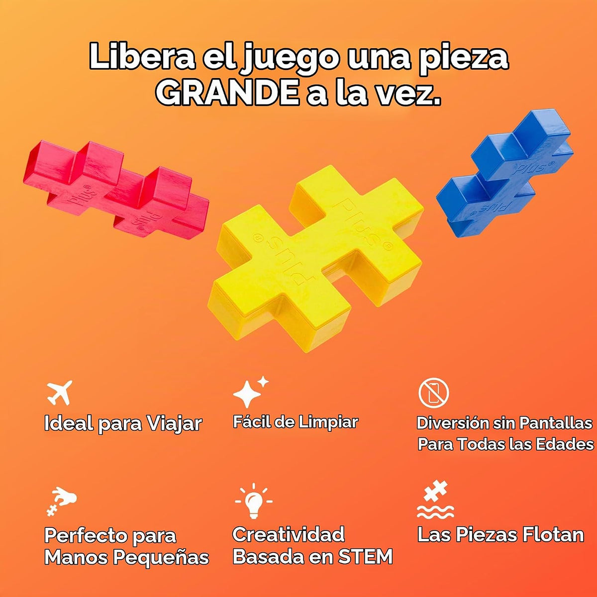PLUS PLUS Estuche de viaje grande con 15 piezas grandes, bloques grandes