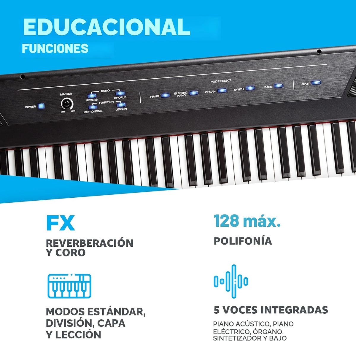 Alesis Recital Piano Digital de 88 Teclas Semi-ponderadas