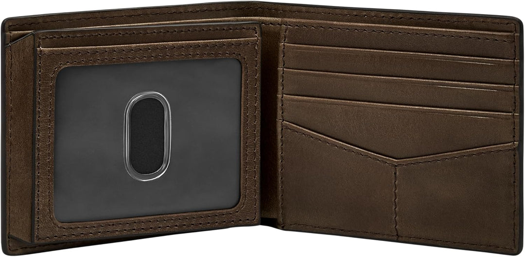 Cartera Fossil para hombre, de piel, plegable, con bloqueo RFID y v...