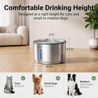 Fuente de Agua para Gatos NPET Acero Inoxidable 1Gal/135oz Fuente Automática para Mascotas