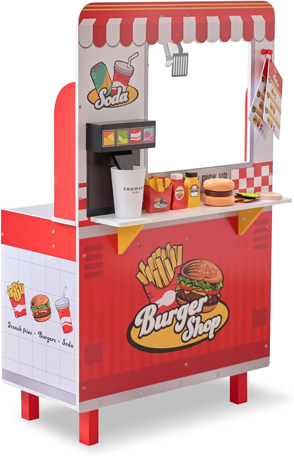 Teamson Kids Flip & Fry Burger Shop Playset para Kids Age 3+