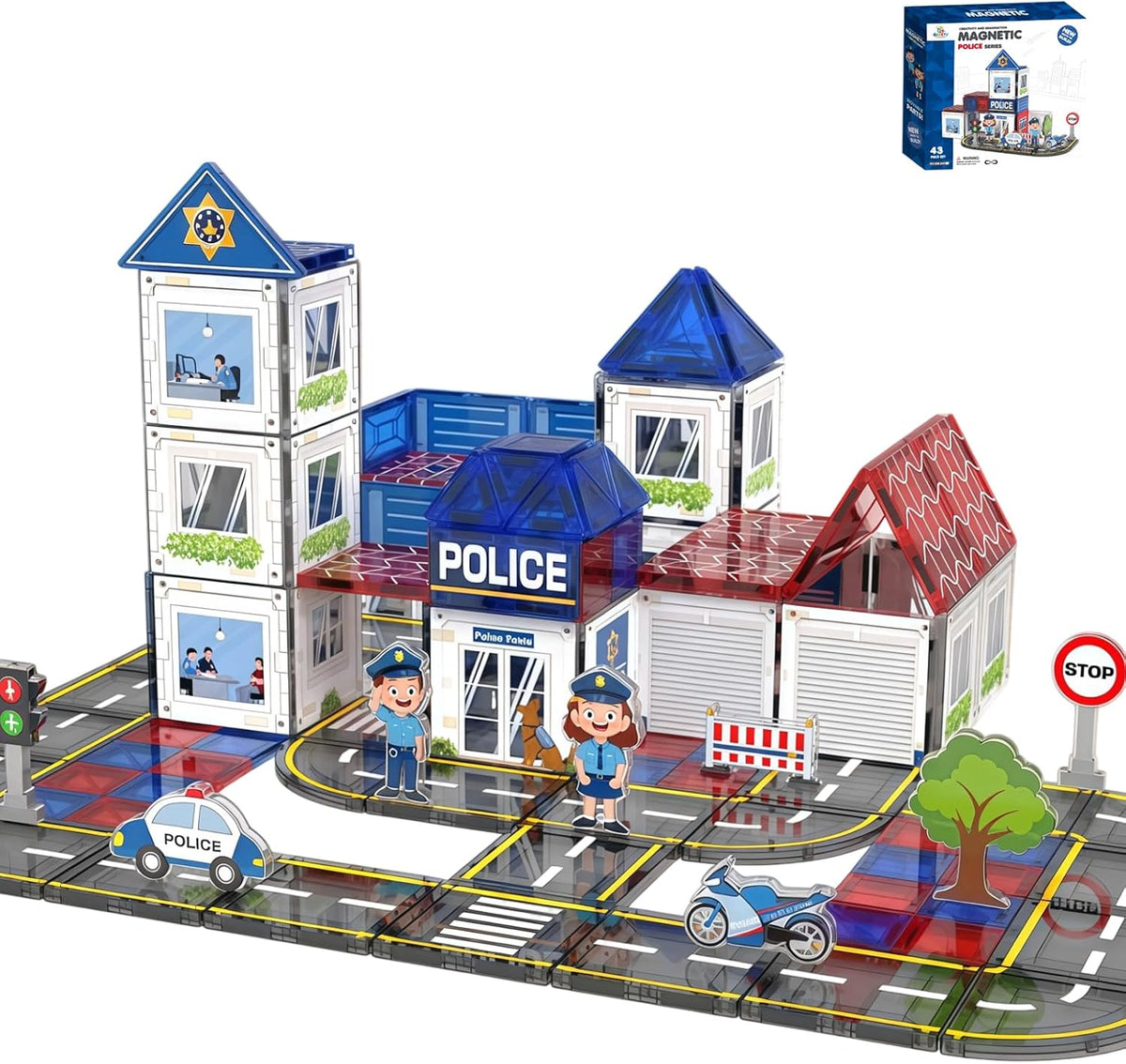 Juego de azulejos magnéticos (estación de policía)