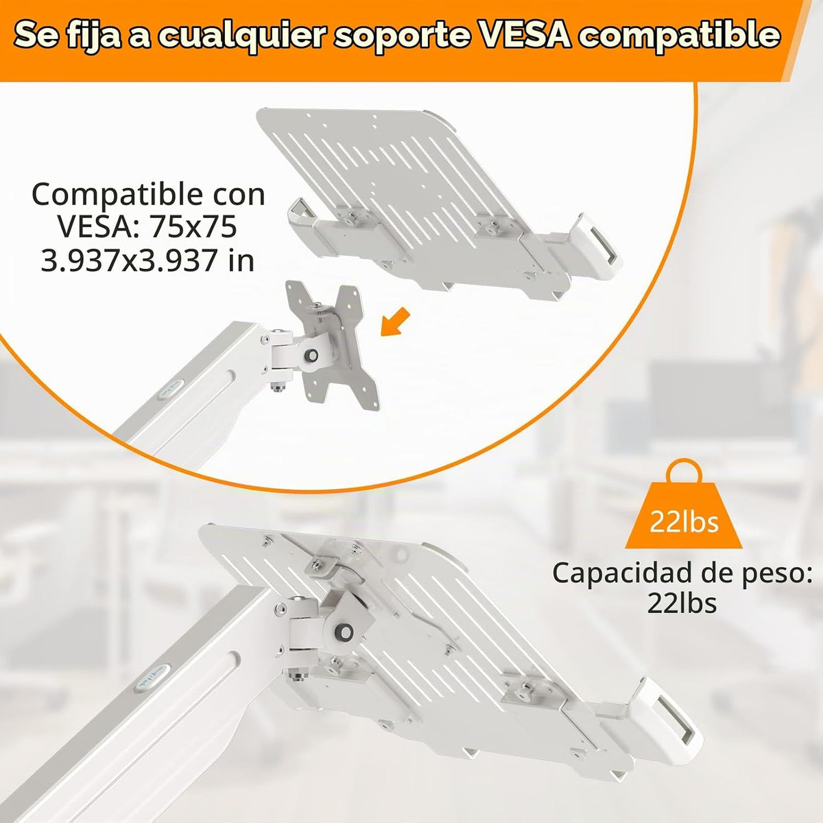 suptek Bandeja de montaje de brazo VESA ajustable para portátil de...