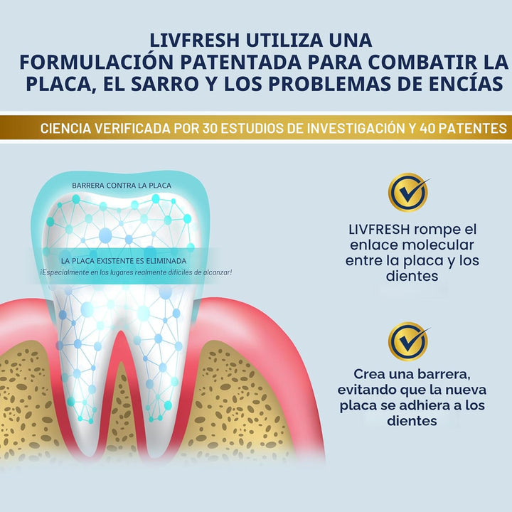 LIVFRESH Pasta de dientes de gel clínicamente probada, sin SLS, sin...