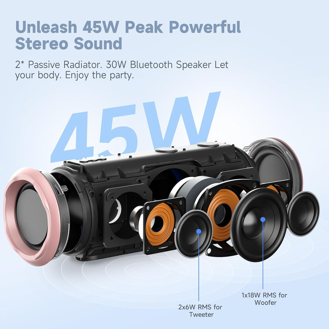 TAZATA Altavoz Bluetooth, altavoz inalámbrico portátil de 30 W con...