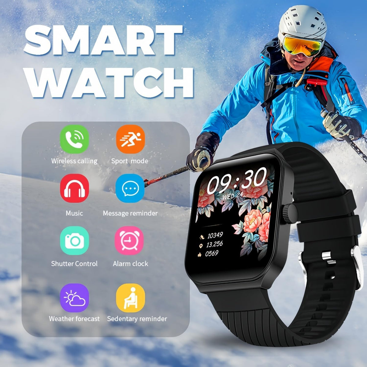 Reloj inteligente rastreador de fitness para mujeres y hombres, monitor de actividad de salud 24/7, frecuencia cardíaca, monitor de sueño, contador de pasos de calorías, pantalla curva HD de 2.01