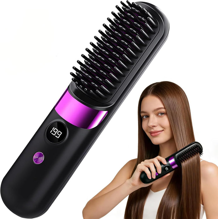 Go Brush Pro - Cepillo alisador de pelo inalámbrico, 3 en 1, cepill...