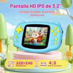 Juego de mano para niños, 300 videojuegos retro integrados, reproductor de juegos portátil de 16 bits con pantalla HD de 3.2 pulgadas, batería recargable, mini juguete de viaje electrónico de regalo
