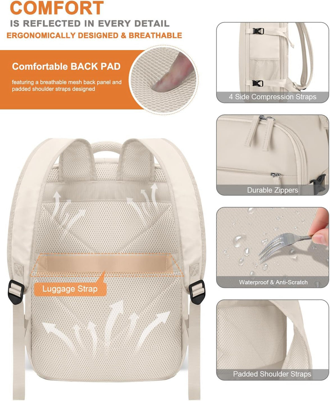 Mochila de viaje Capolo para mujeres y hombres, mochila impermeable...