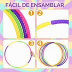 12 piezas de aro de juguete para niños, aro de juguete desmontable ajustable de colores, aro de ejercicio de plástico para niños, adolescentes, gimnasia, equipo de agilidad para perros