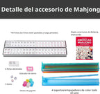 Juego de Mahjong Americano GUSTARIA, 166 Azulejos Blancos Premium, 4 Estantes/Empujadores de Color Todo-en-Uno, Juego de Mahjong Completo con Bolsa de Transporte Azul