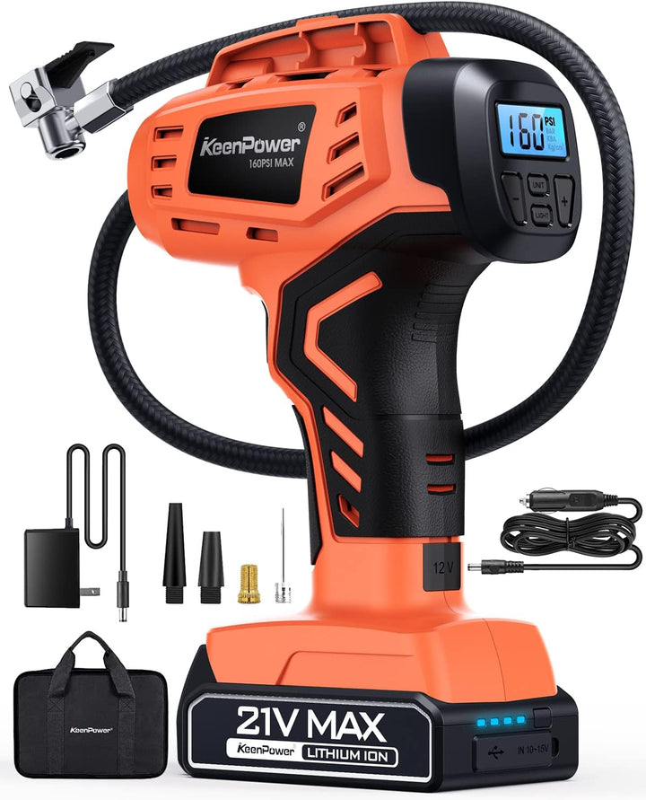 KeenPower Compresor de aire para inflador de neumáticos, bomba de n...
