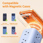 Cable de extensión con múltiples tomas, extensor de salida SMALLRT con 12 salidas de CA, 4 USB, torre de regleta de alimentación de 6.5 pies para suministros de oficina en casa, azul