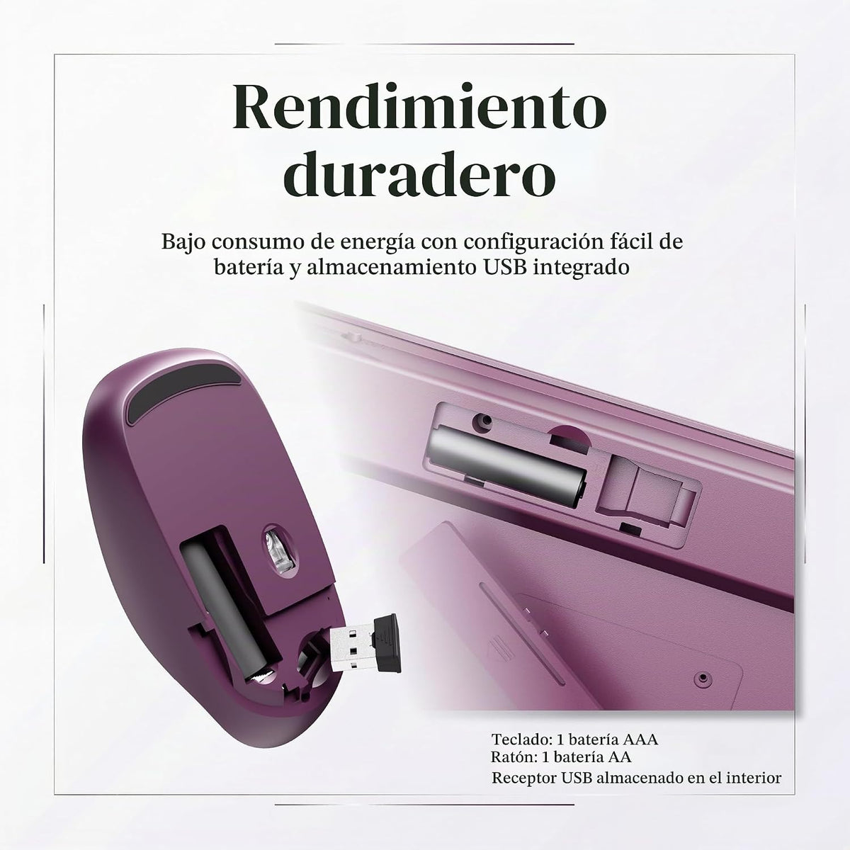 UBOTIE Combo de teclado y mouse inalámbricos, 110 teclas redondas r...