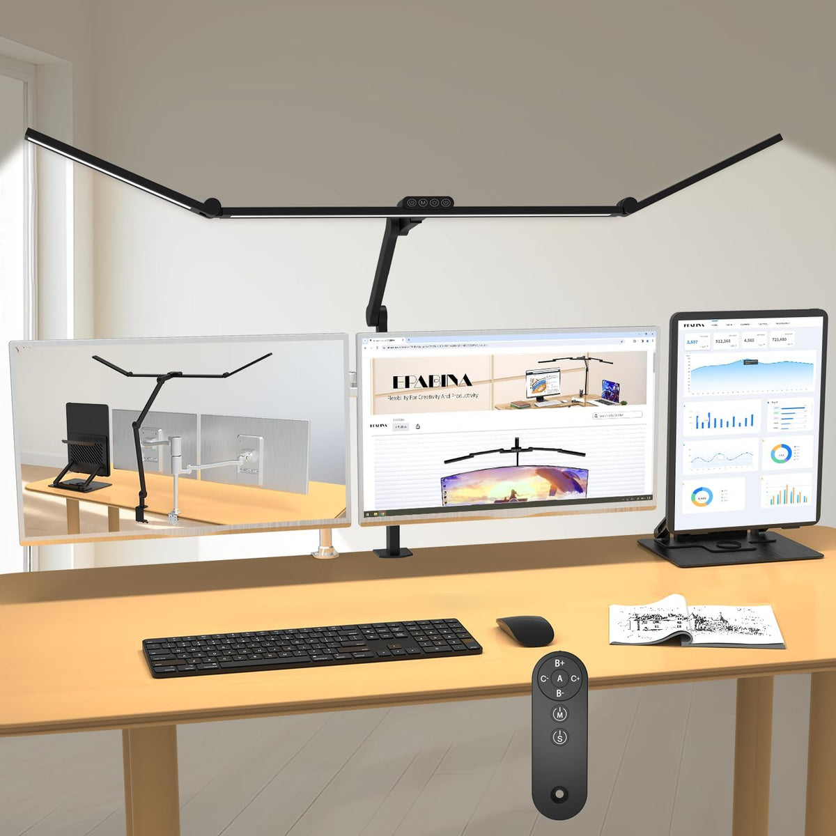 Lámpara Lámpara de escritorio de 3000 lúmenes ultra brillante para arquitecto con abrazadera, lámpara de escritorio LED alta de 36W para oficina en casa, barra de luz para monitor de computadora atenuable de