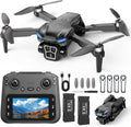 Drone con cámara 2K - Controlador de pantalla HD de 4.3 pulgadas para principiantes, motor sin escobillas, giro de 360°, despegue/aterrizaje con una tecla, retorno de una tecla, 2 baterías, tiempo de