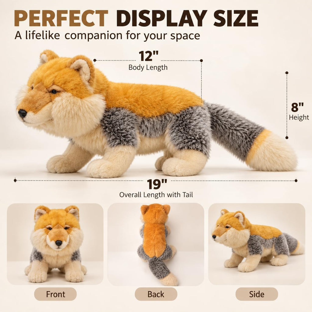 Peluche realista de zorro tibetano, divertido animal de peluche