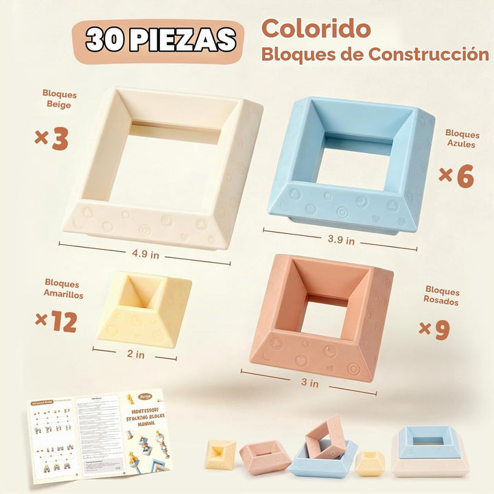 Joyreal Montessori - Bloques apilables para niños pequeños de 1 a 3...