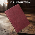 Funda de Cuero de Grano Completo para iPad Air 11" M4/M3/M2 y 10.9", Rojo