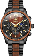 OLEVS Relojes de pulsera analógicos de cuarzo para hombre, cronógrafo, multifunción, fase lunar, fase luminosa, banda de silicona, relojes de pulsera