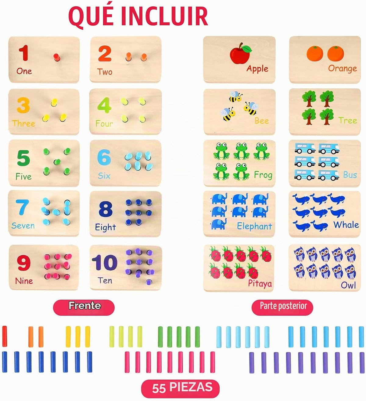 Gserin Tablero de Clavos Numéricos de Madera para Contar para Niños