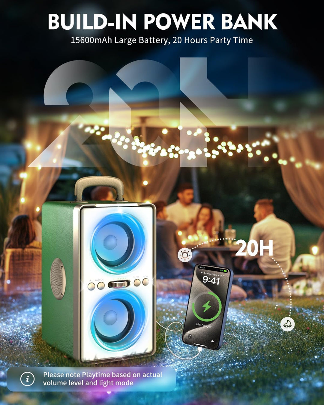 YIER Altavoz Bluetooth, altavoz de fiesta de pico de 240 W con grav...