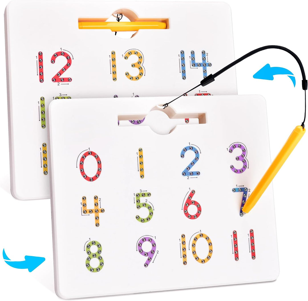 GAMENOTE Juego de tableros magnéticos de letras y números de doble...