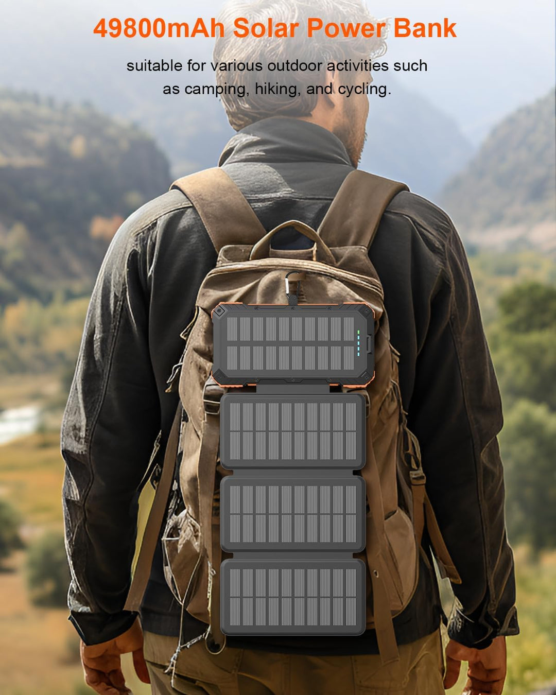 Kepswin Cargador Solar Power Bank 49800mAh con 4 Cables Integrados...