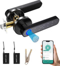 Cerradura de puerta inteligente con huella digital con mango de teclado: soporta múltiples métodos de entrada sin llave, incluyendo biometría, aplicación, contraseña, llave y tarjeta, adecuado para