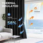 Joydeco - Cortinas 100 % opacas para dormitorio, cortinas de lino natural, cortinas de bloqueo de luz con aislamiento térmico, bolsillo para barra y pestaña trasera, oscurecimiento de privacidad
