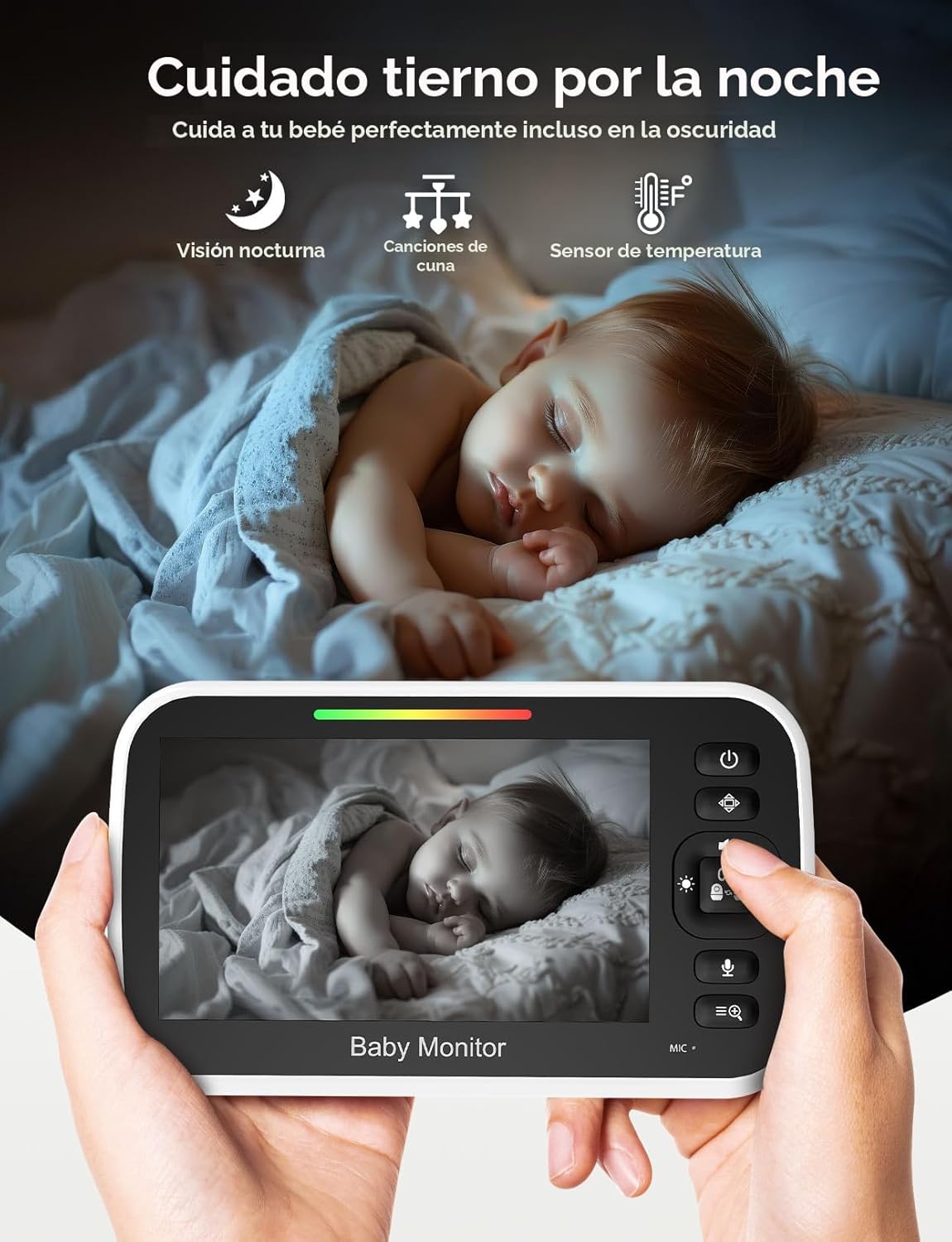 GoodBaby Monitor de bebé con cámara y audio, sin WiFi, zoom panorám...