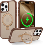 Funda compatible con iPhone 16 Pro con soporte, color marrón desierto