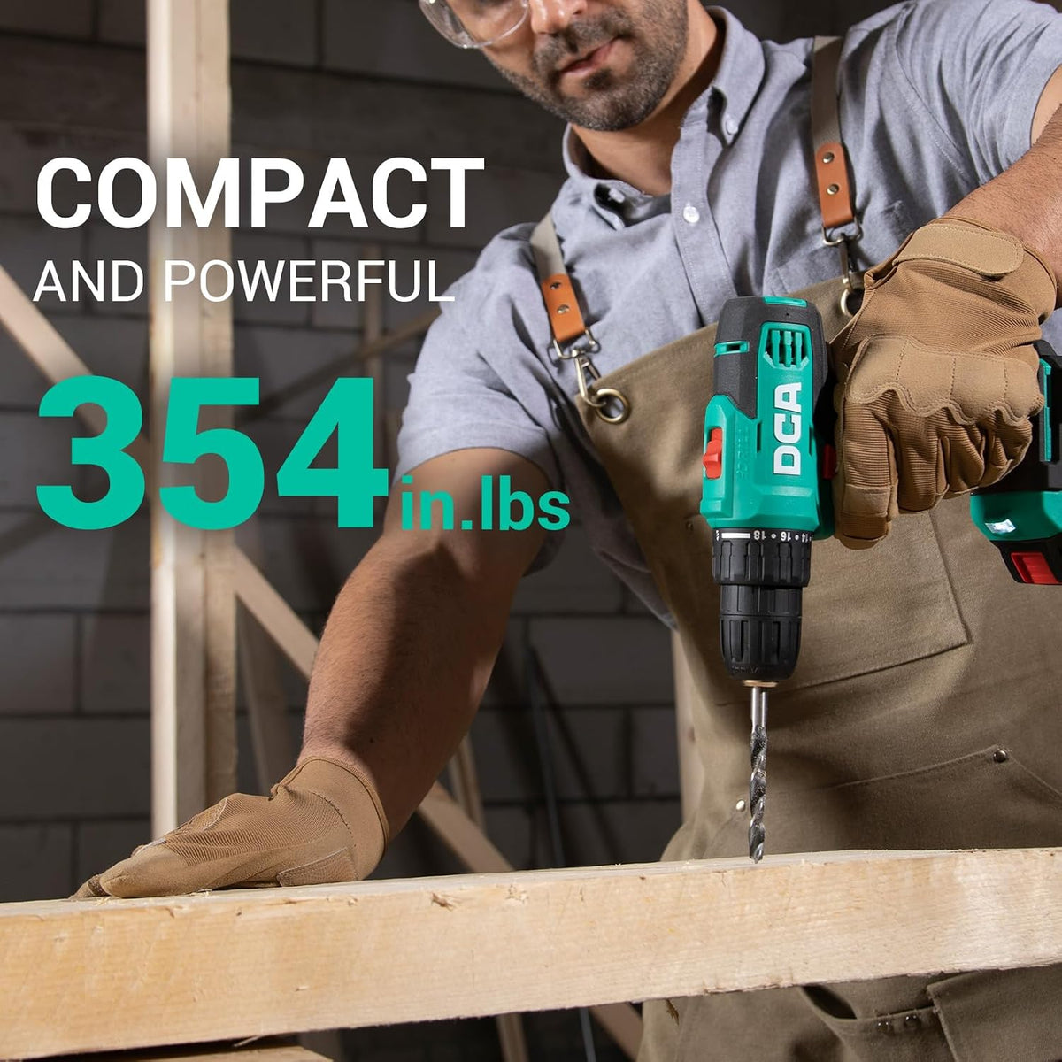 DCA Cordless Drill Set, 354 en-lbs Torque, 3/8" Keyless Chuck, Electric Power Drill con 2.0Ah Battery y Charger,18+1 Position,25-Piece 20V Drill Driver Kit, ADJZ2035