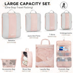 OlarHike Juego de 8 cubos de compresión para regalos de viaje, mamá, mujeres, artículos esenciales de viaje en avión, automóvil, crucero, bolsas compresibles expandibles para ahorrar espacio, bolsas