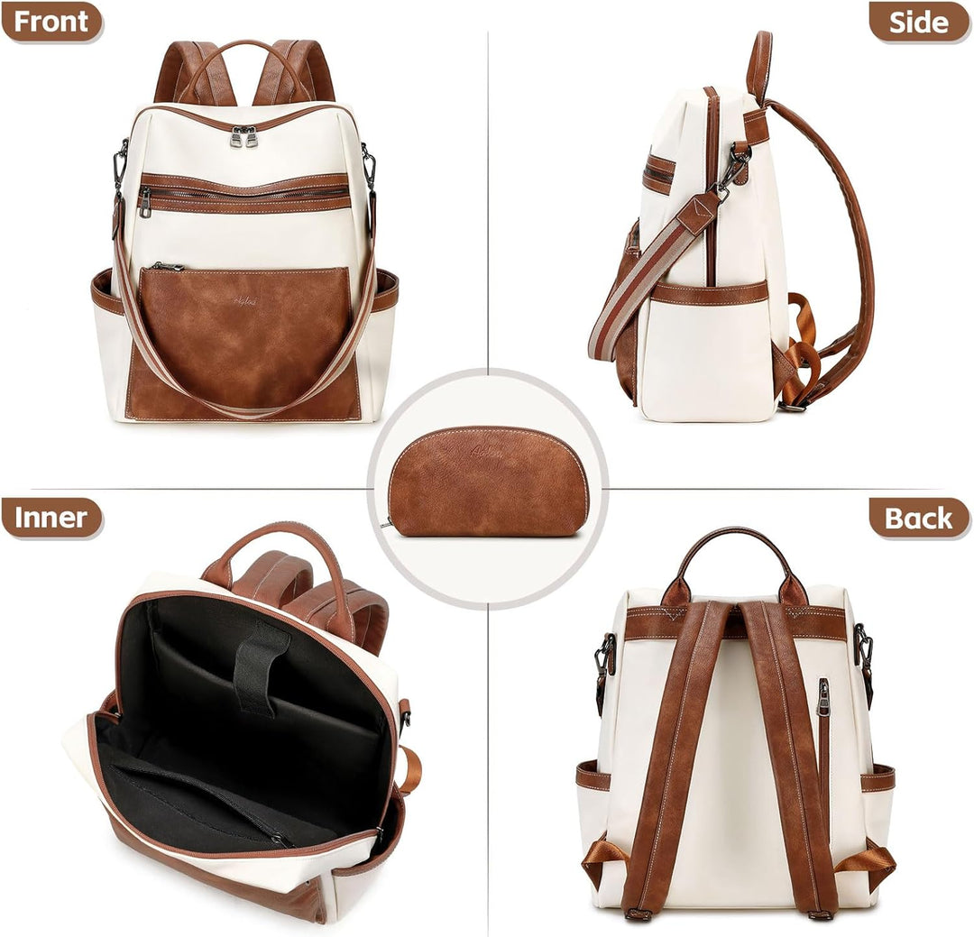 Mochila de cuero vegano AGLOD para laptop para mujer, mochila de 15...