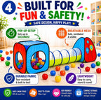 Kiddey - Juego de túnel y alberca de pelotas | Tiendas de campaña emergentes de 3 piezas para niños, bebés y niños pequeños, niños y niñas | Juego de regalo para interiores y exteriores | Albercas de