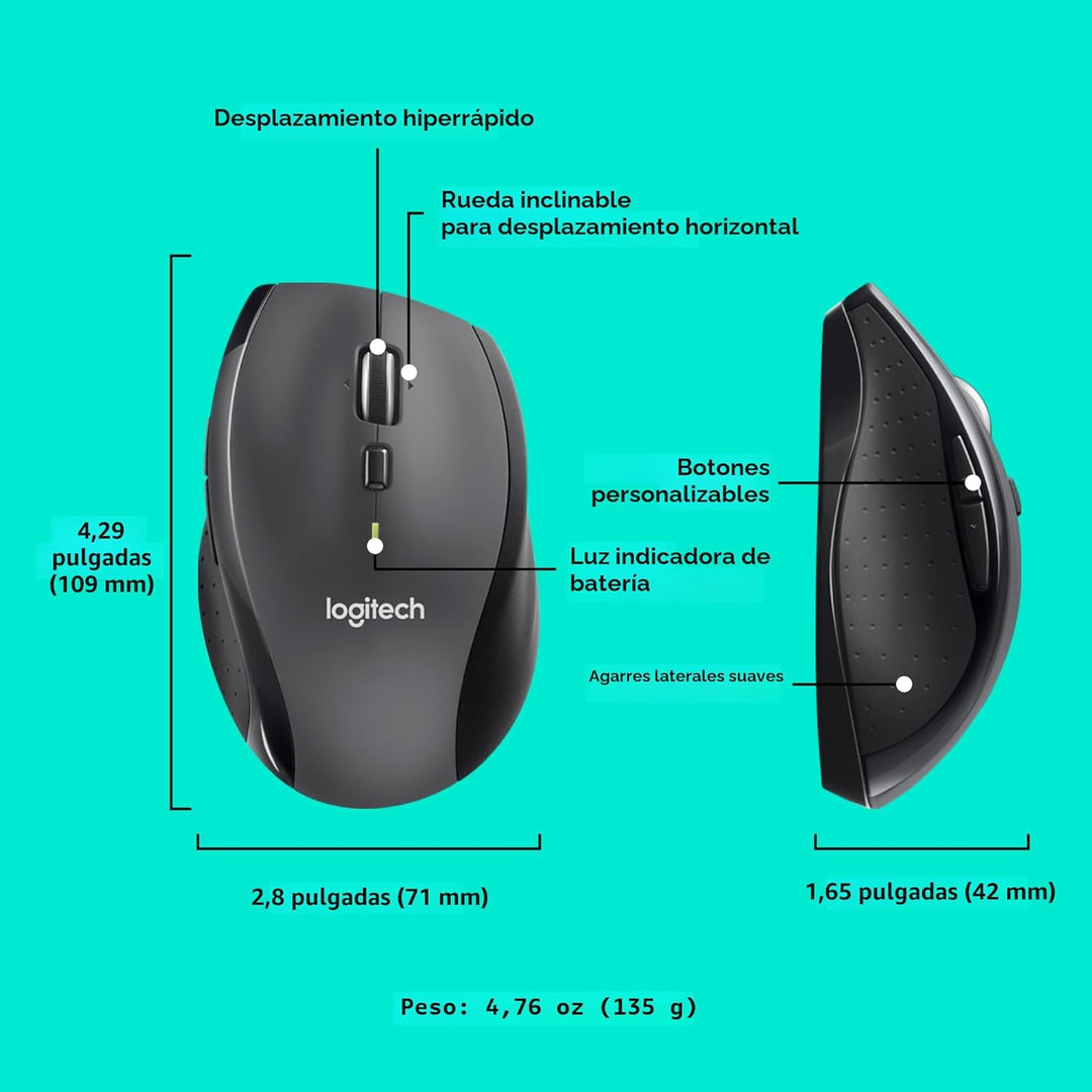 Ratón inalámbrico Logitech M705 Marathon, ratón inalámbrico para ju...