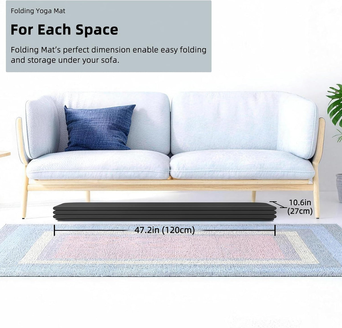 Foldable Yoga Mat 74"x47.2"x 0.4" – Large Yoga Mat