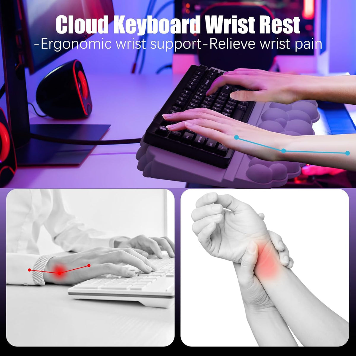 Reposamuñecas ergonómico para teclado y mouse, almohadilla de soporte para