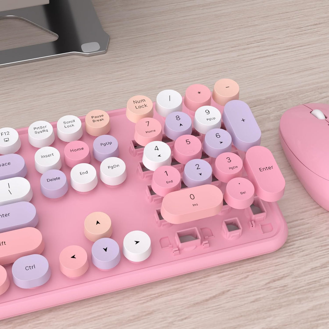 UBOTIE Teclado inalámbrico colorido para computadora y mouse óptico...
