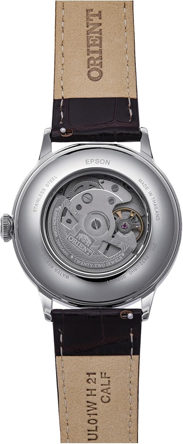 Orient, "2da generación Bambino Ver. 2", reloj automático japonés, de vestir, de acero inoxidable y cuero para hombre