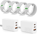 Carga rápida de 65 W para iPhone Duo 18 17 16 Pro Max, bloque de carga USB C de 3 puertos de 100 W y cable trenzado tipo C de 3/6/10/10 pies para iPhone 17 16 15 Pro/MacBook Air/iPhone 18 Pro/para