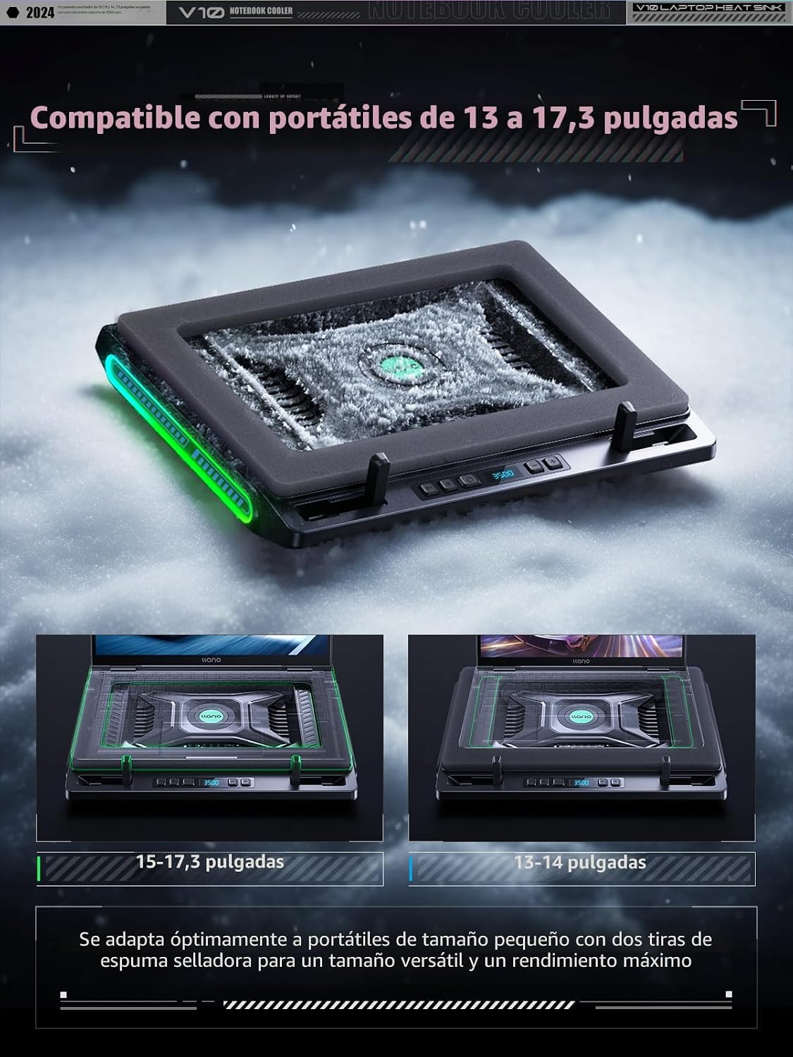llano Almohadilla de enfriamiento para laptop para juegos V10, vent...