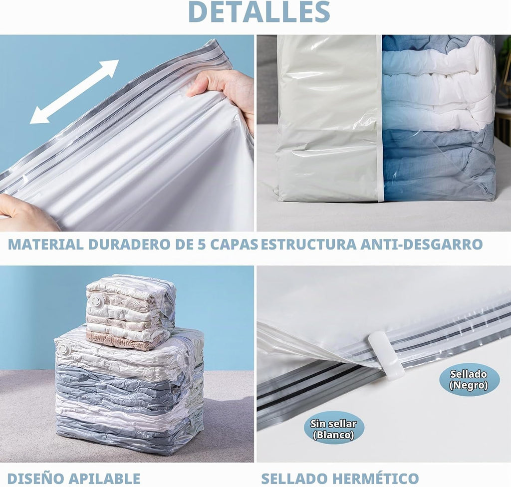 Paquete de 6 bolsas de almacenamiento al vacío en cubo, combo de 2