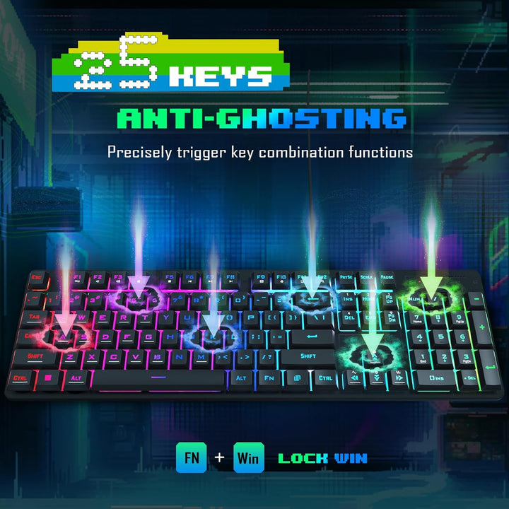 Redragon, combo actualizado de teclado y mouse para juegos S107, te...